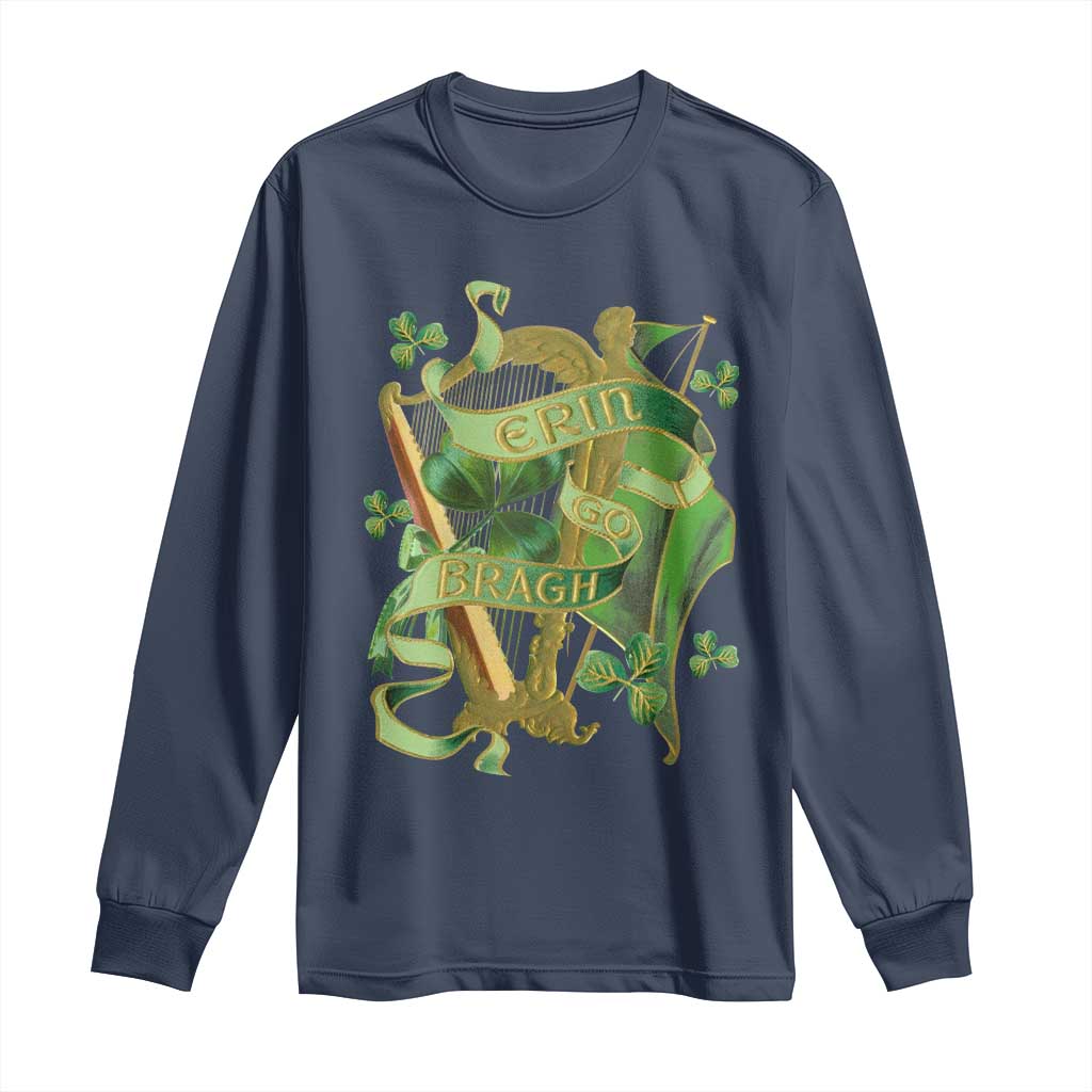 Irish Pride Long Sleeve Shirt Erin Go Bragh Harp Shamrock St Patrick's Day
