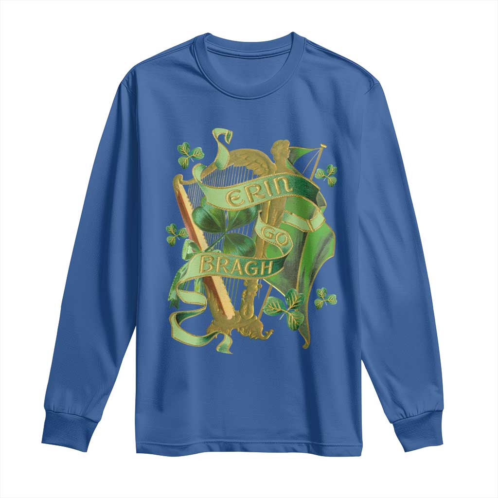 Irish Pride Long Sleeve Shirt Erin Go Bragh Harp Shamrock St Patrick's Day