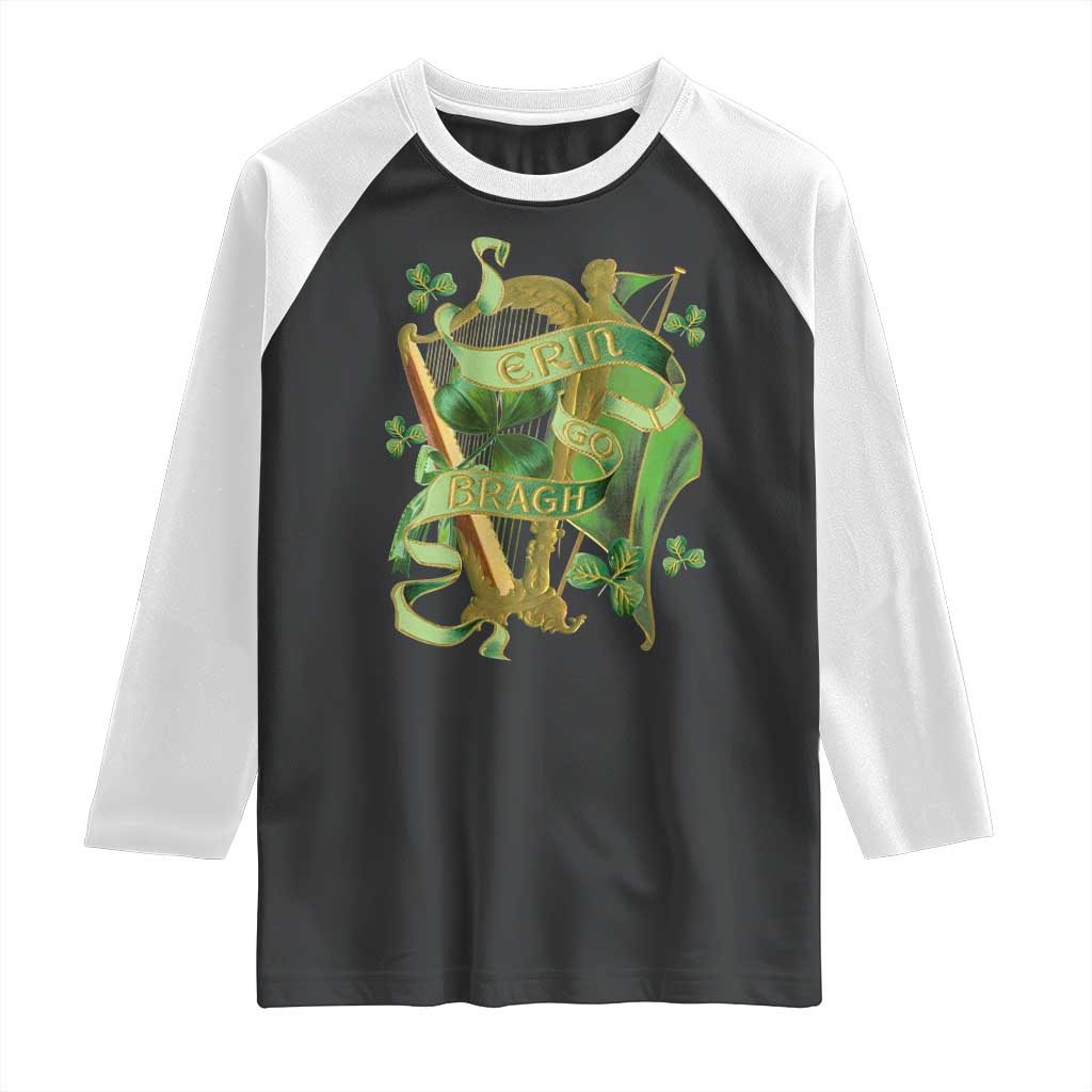 Irish Pride Raglan Shirt Erin Go Bragh Harp Shamrock St Patrick's Day