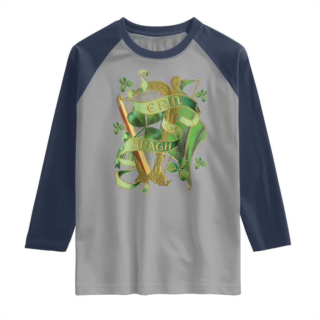 Irish Pride Raglan Shirt Erin Go Bragh Harp Shamrock St Patrick's Day