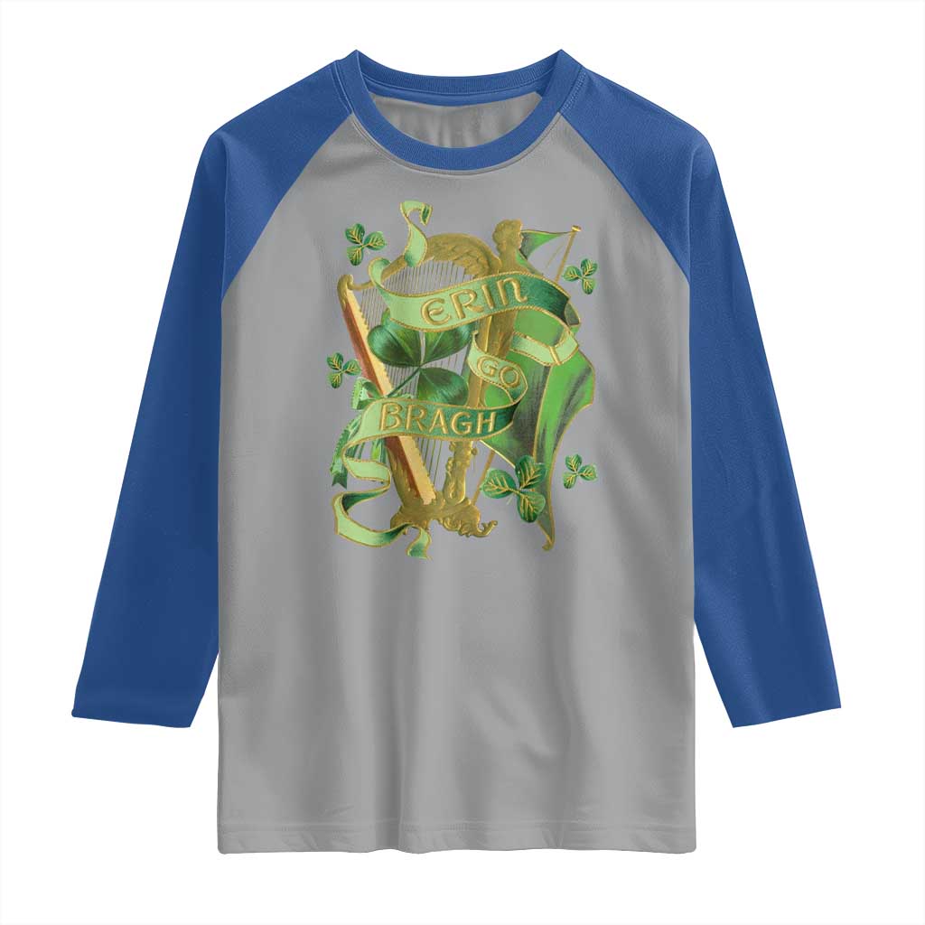 Irish Pride Raglan Shirt Erin Go Bragh Harp Shamrock St Patrick's Day