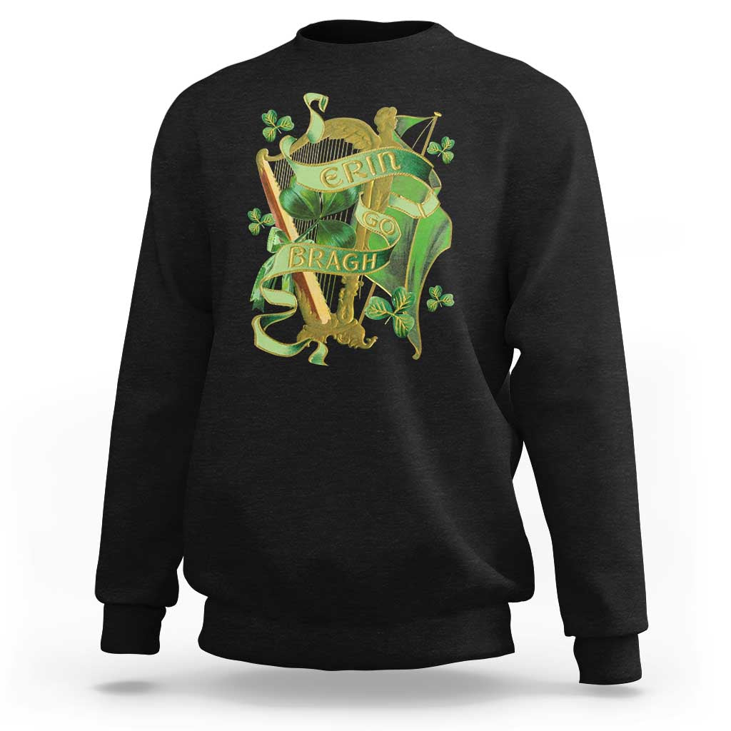 Irish Pride Sweatshirt Erin Go Bragh Harp Shamrock St Patrick's Day