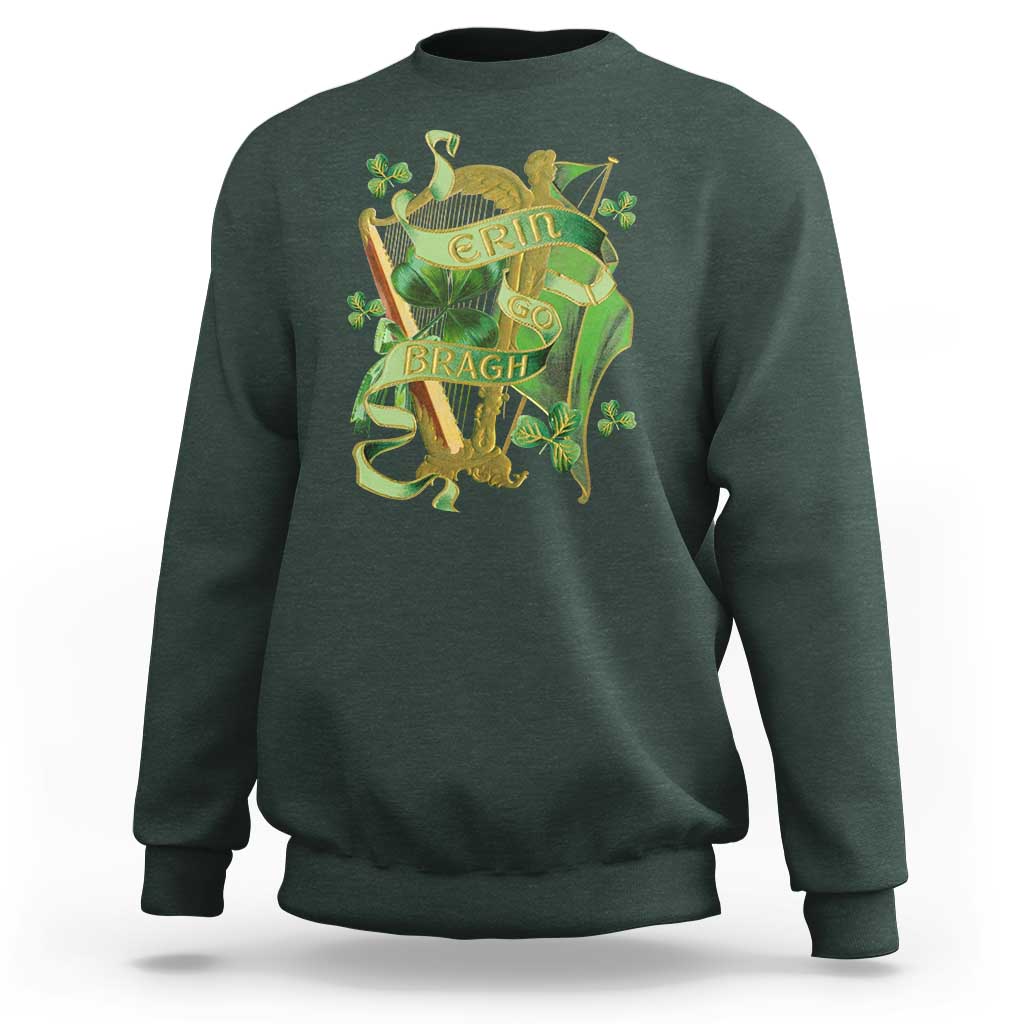 Irish Pride Sweatshirt Erin Go Bragh Harp Shamrock St Patrick's Day
