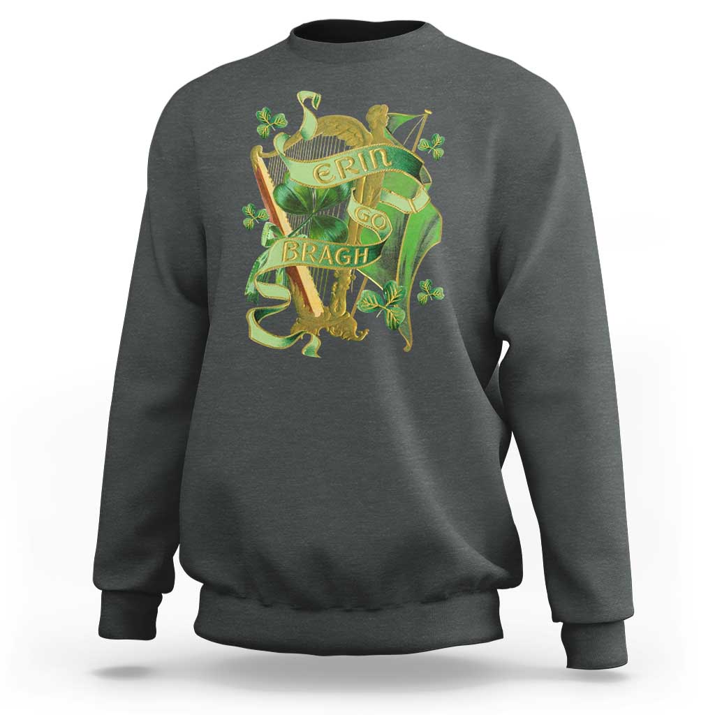 Irish Pride Sweatshirt Erin Go Bragh Harp Shamrock St Patrick's Day
