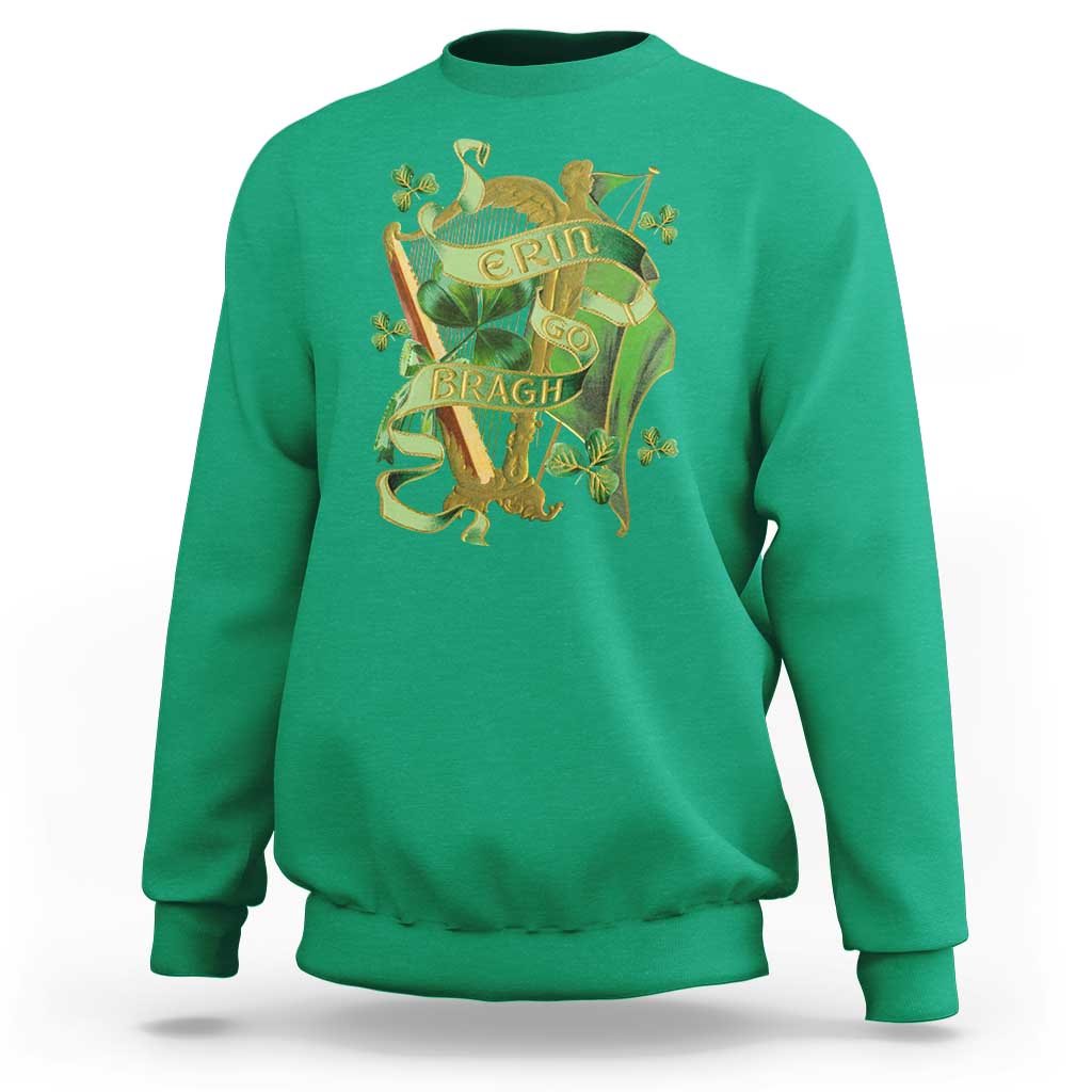 Irish Pride Sweatshirt Erin Go Bragh Harp Shamrock St Patrick's Day