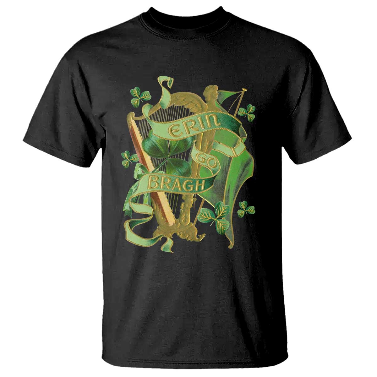 Irish Pride T Shirt Erin Go Bragh Harp Shamrock St Patrick's Day