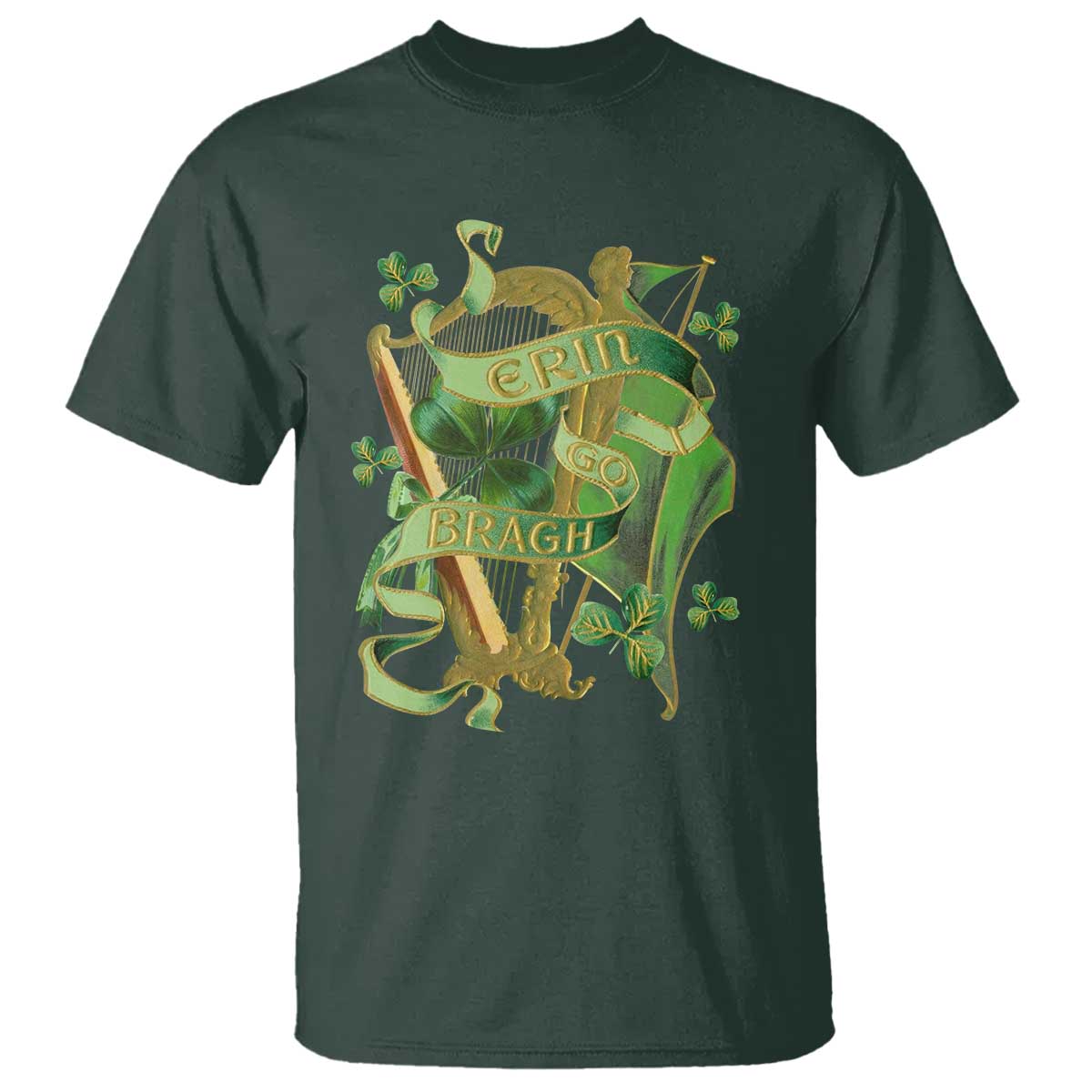 Irish Pride T Shirt Erin Go Bragh Harp Shamrock St Patrick's Day
