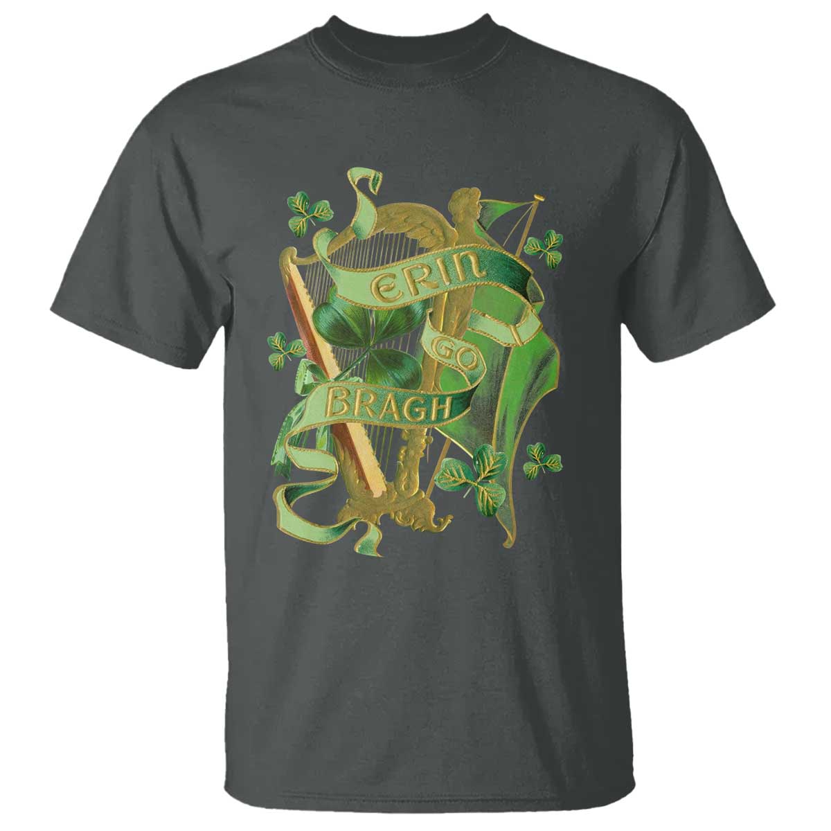 Irish Pride T Shirt Erin Go Bragh Harp Shamrock St Patrick's Day