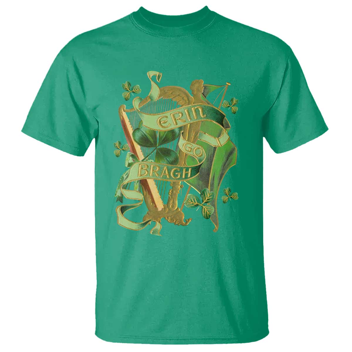 Irish Pride T Shirt Erin Go Bragh Harp Shamrock St Patrick's Day