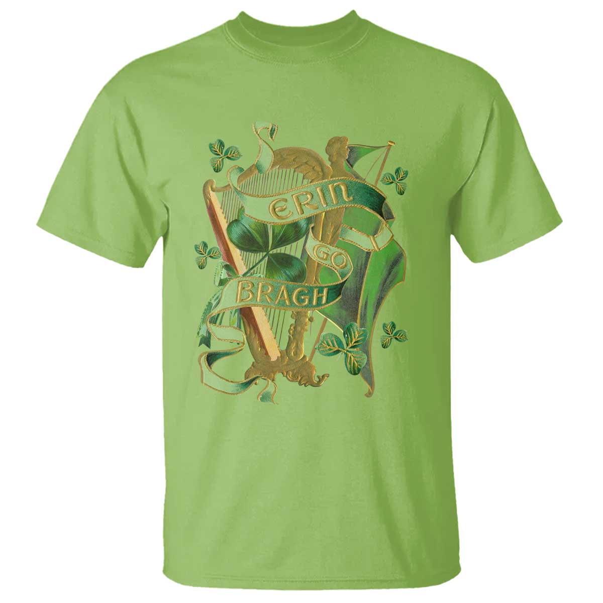 Irish Pride T Shirt Erin Go Bragh Harp Shamrock St Patrick's Day