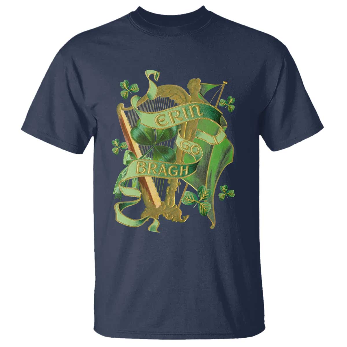 Irish Pride T Shirt Erin Go Bragh Harp Shamrock St Patrick's Day