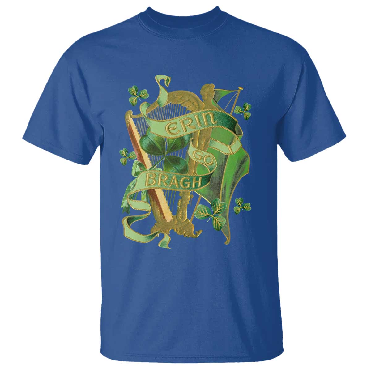 Irish Pride T Shirt Erin Go Bragh Harp Shamrock St Patrick's Day
