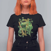 Irish Pride T Shirt For Women Erin Go Bragh Harp Shamrock St Patrick's Day