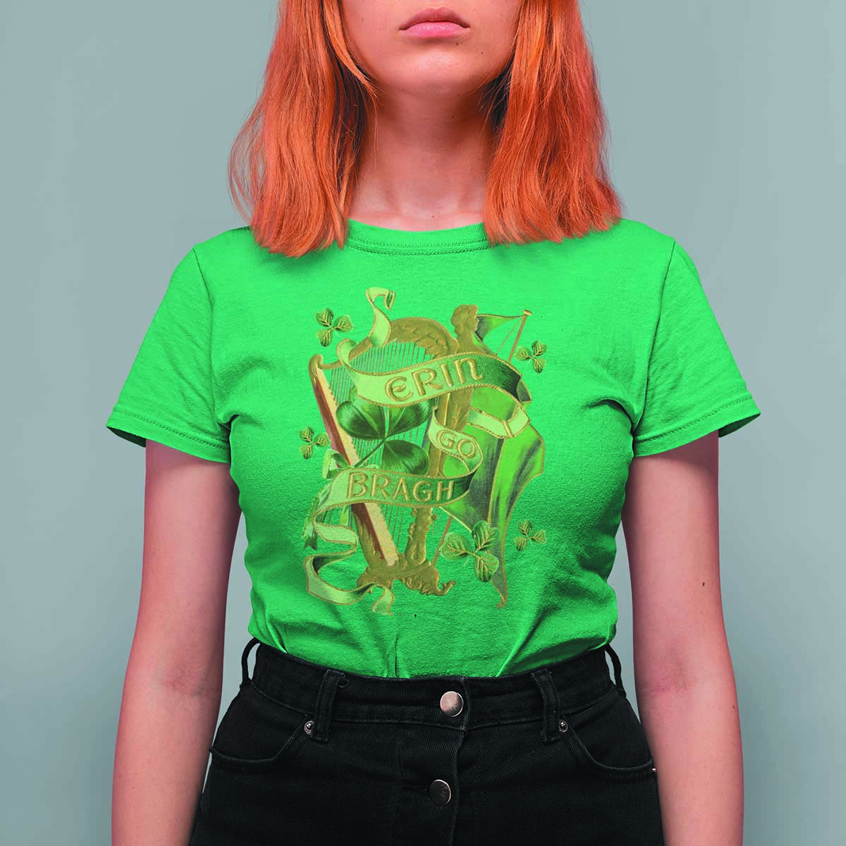 Irish Pride T Shirt For Women Erin Go Bragh Harp Shamrock St Patrick's Day