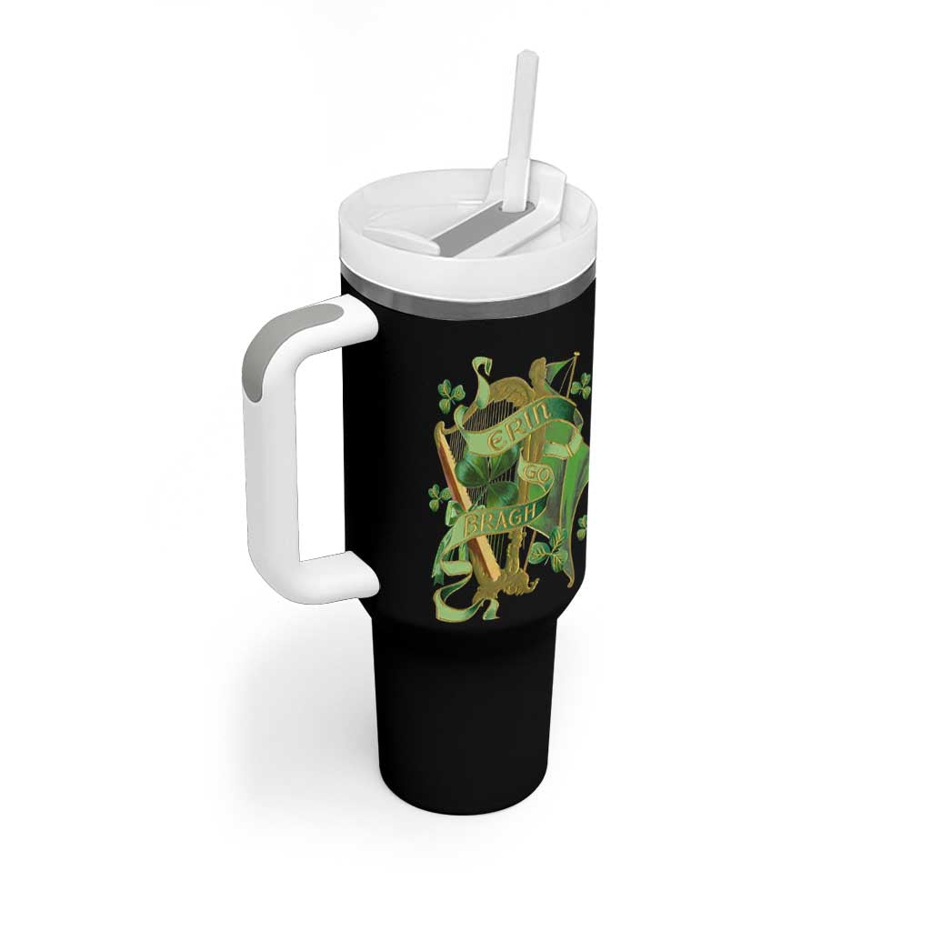 Irish Pride Tumbler With Handle Erin Go Bragh Harp Shamrock St Patrick's Day