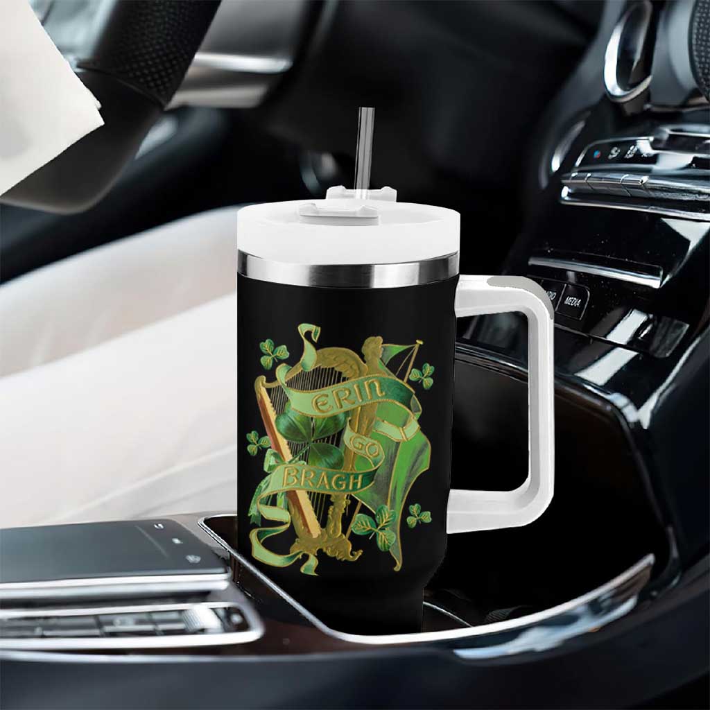 Irish Pride Tumbler With Handle Erin Go Bragh Harp Shamrock St Patrick's Day