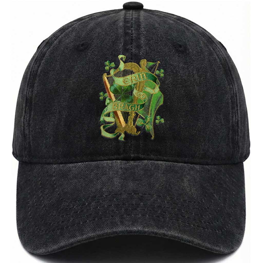 Irish Pride Washed Cotton Baseball Cap Erin Go Bragh Harp Shamrock St Patrick's Day