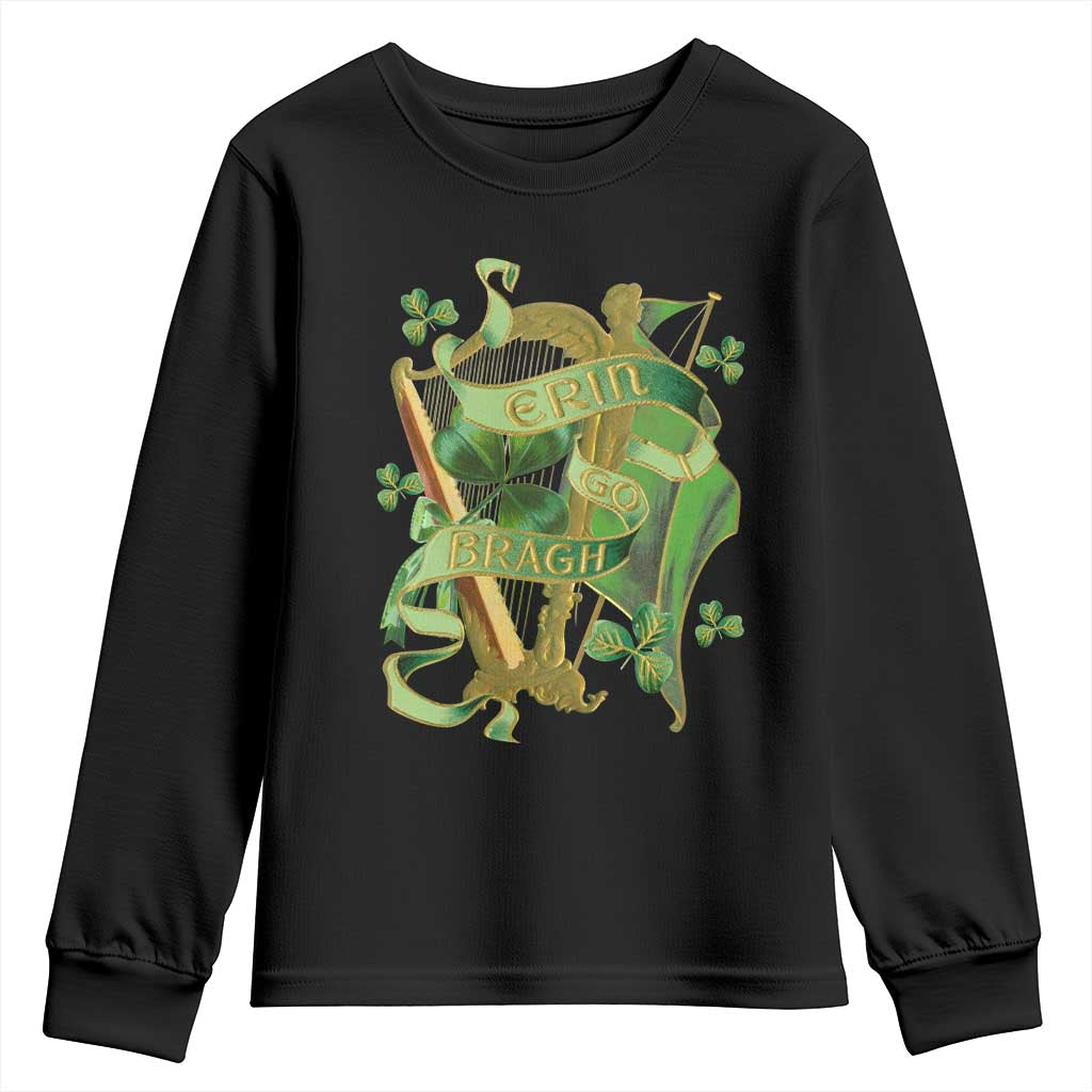 Irish Pride Youth Sweatshirt Erin Go Bragh Harp Shamrock St Patrick's Day