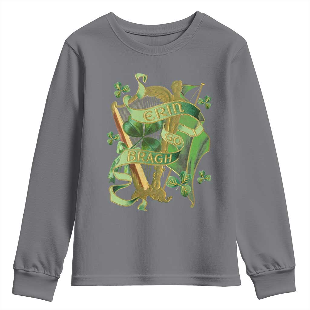 Irish Pride Youth Sweatshirt Erin Go Bragh Harp Shamrock St Patrick's Day