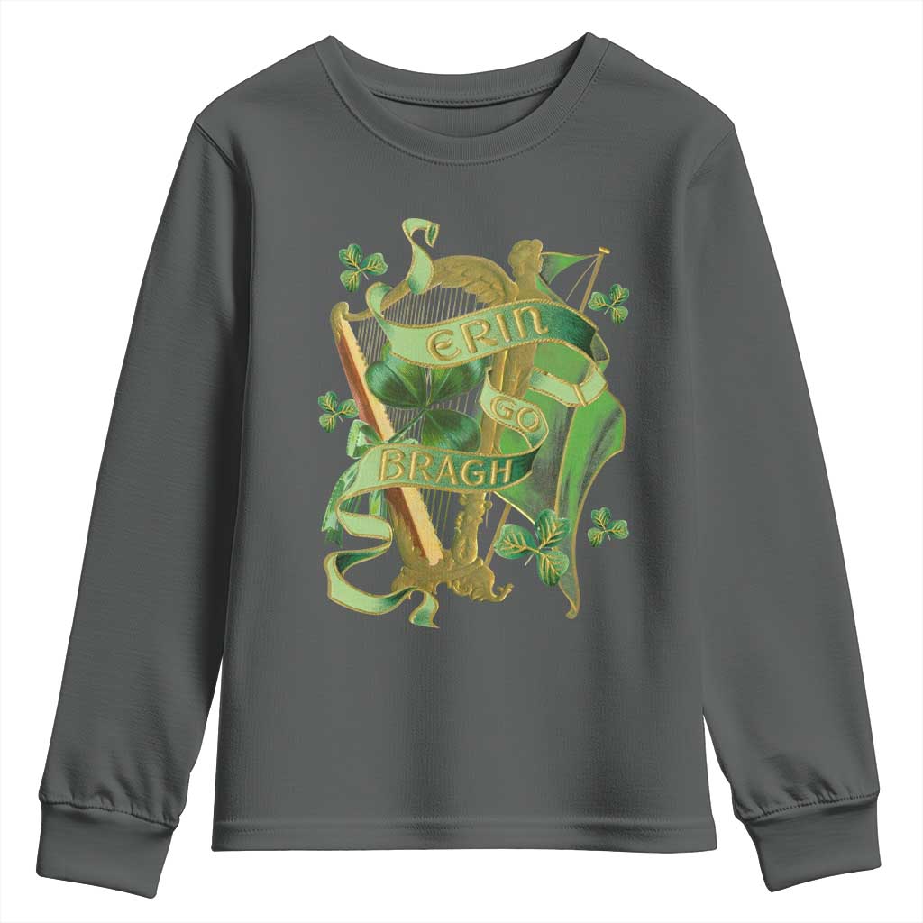 Irish Pride Youth Sweatshirt Erin Go Bragh Harp Shamrock St Patrick's Day