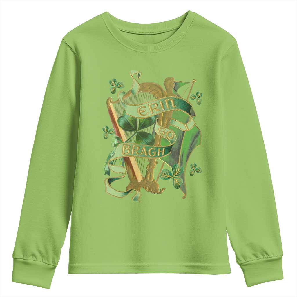 Irish Pride Youth Sweatshirt Erin Go Bragh Harp Shamrock St Patrick's Day