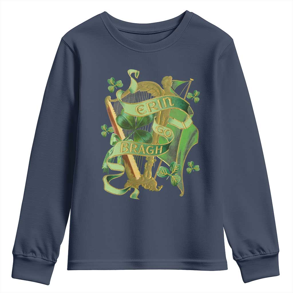 Irish Pride Youth Sweatshirt Erin Go Bragh Harp Shamrock St Patrick's Day