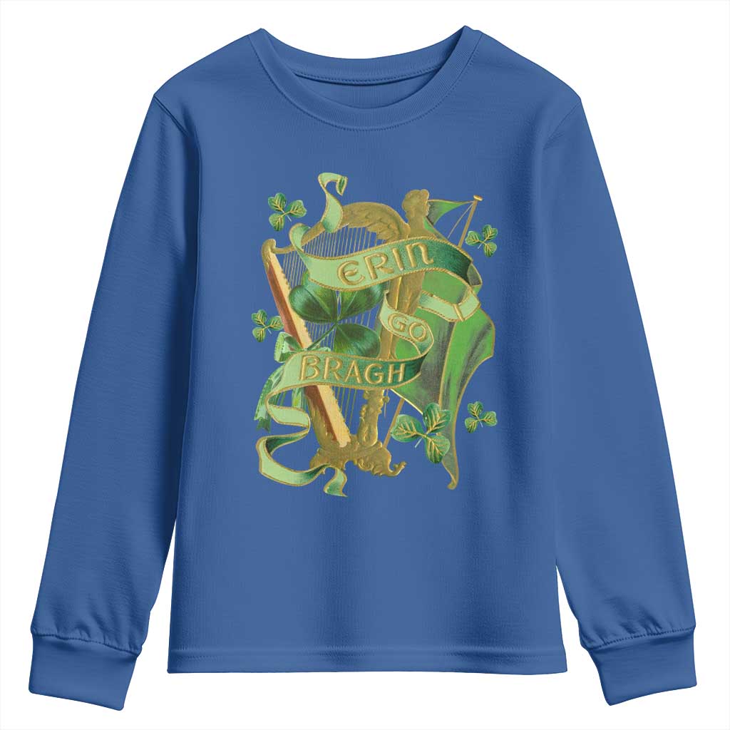 Irish Pride Youth Sweatshirt Erin Go Bragh Harp Shamrock St Patrick's Day