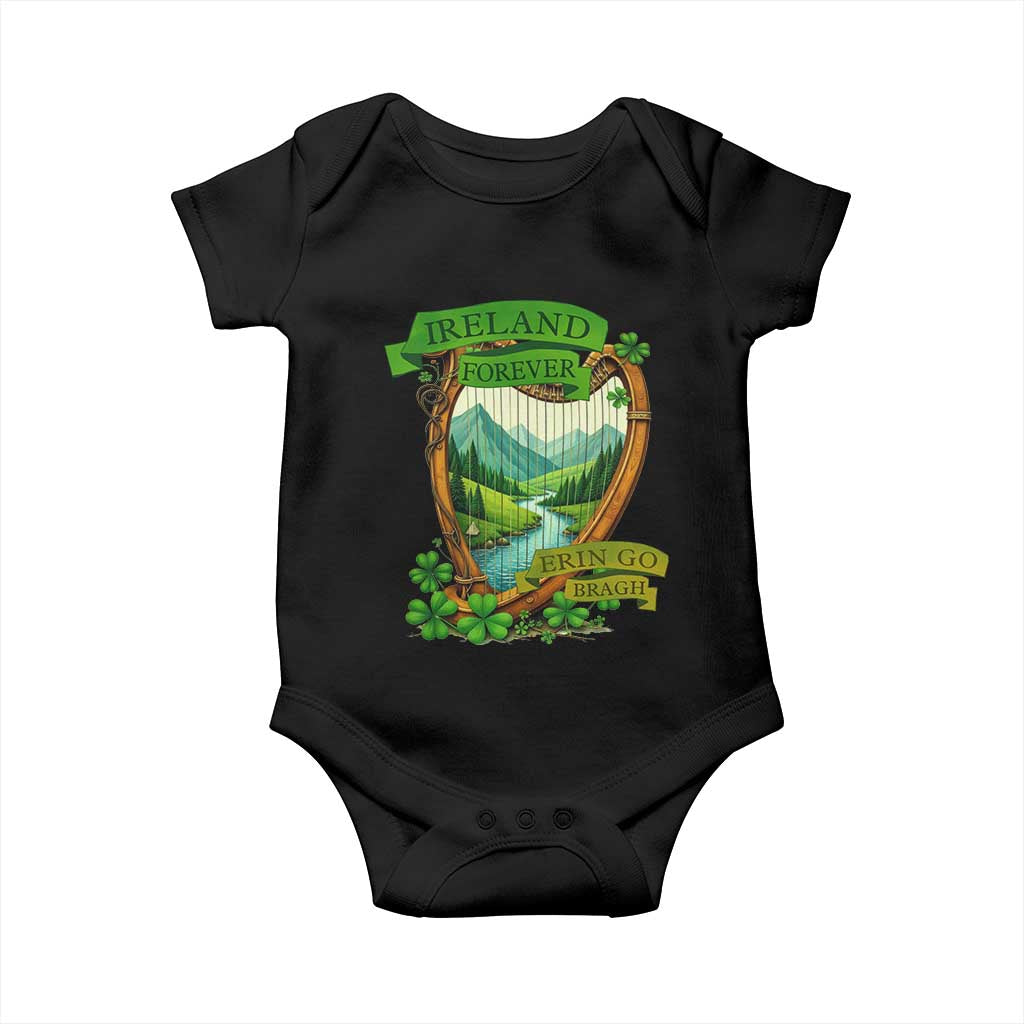 Irish Pride Baby Onesie Ireland Forever Erin Go Bragh Harp Shamrock
