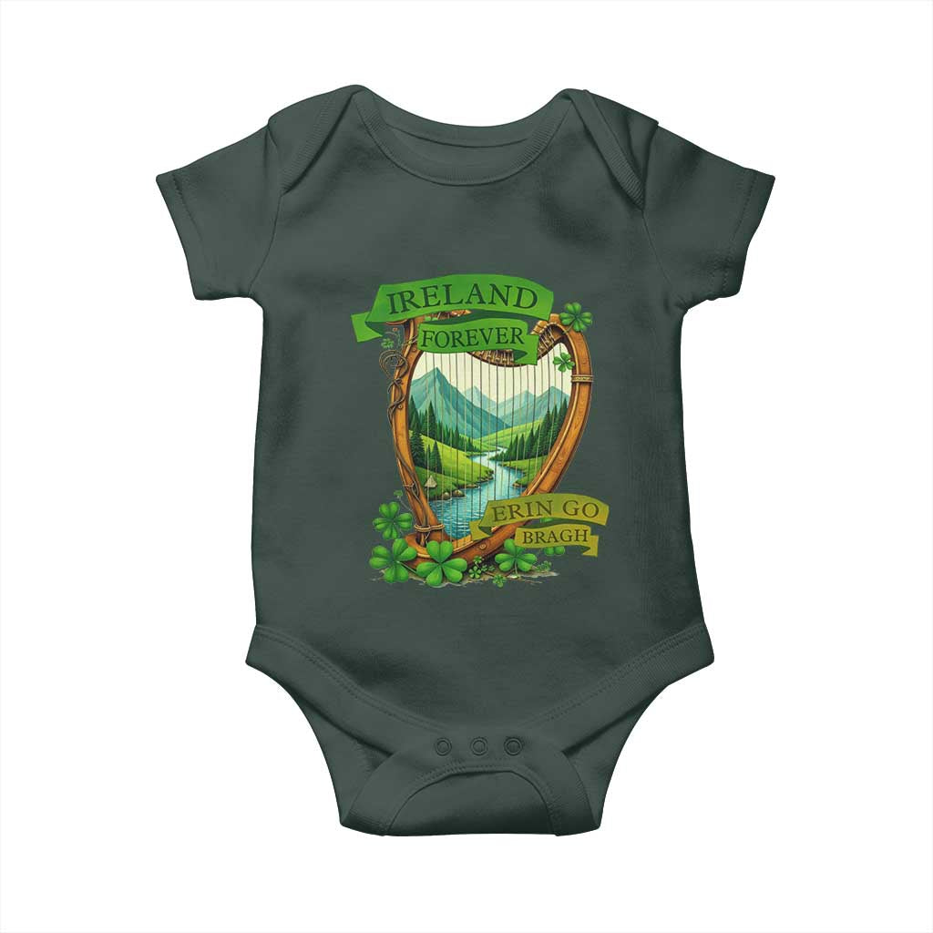 Irish Pride Baby Onesie Ireland Forever Erin Go Bragh Harp Shamrock