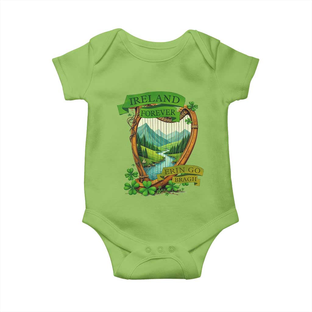 Irish Pride Baby Onesie Ireland Forever Erin Go Bragh Harp Shamrock