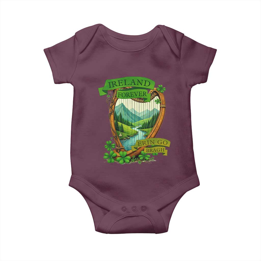 Irish Pride Baby Onesie Ireland Forever Erin Go Bragh Harp Shamrock