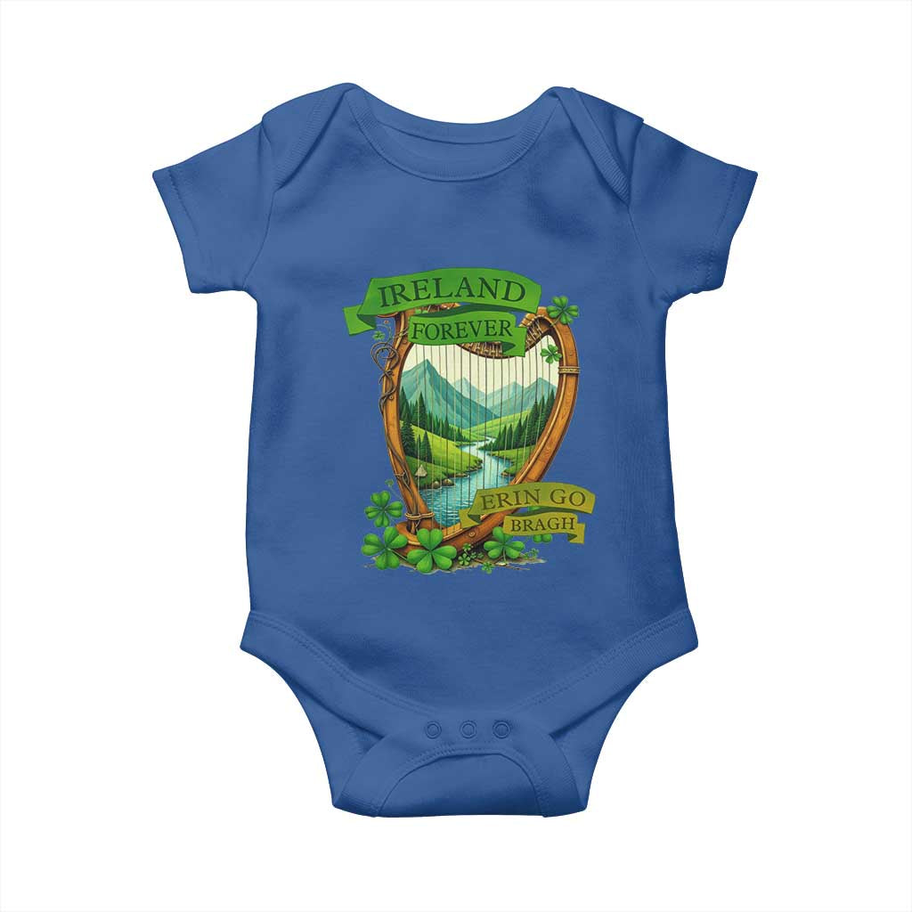 Irish Pride Baby Onesie Ireland Forever Erin Go Bragh Harp Shamrock