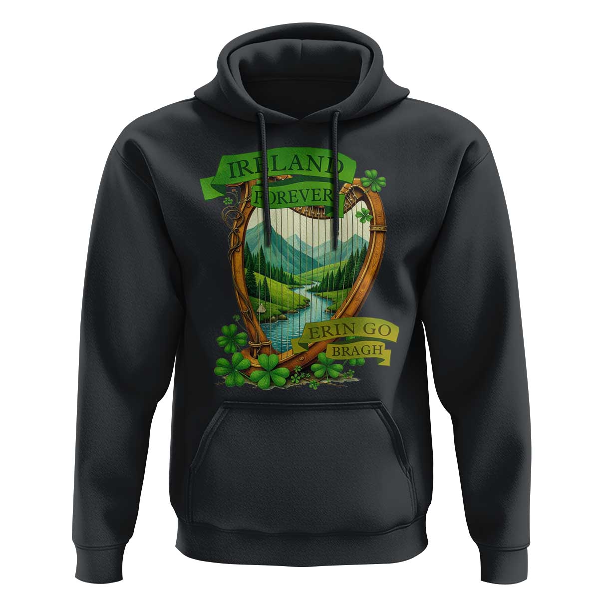 Irish Pride Hoodie Ireland Forever Erin Go Bragh Harp Shamrock