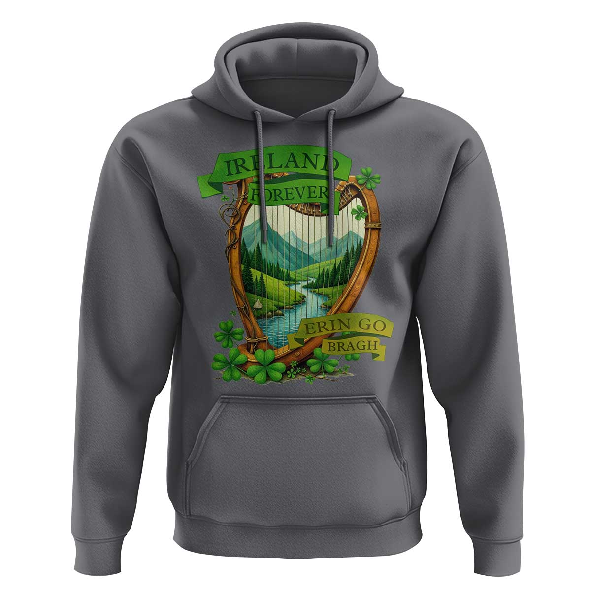 Irish Pride Hoodie Ireland Forever Erin Go Bragh Harp Shamrock