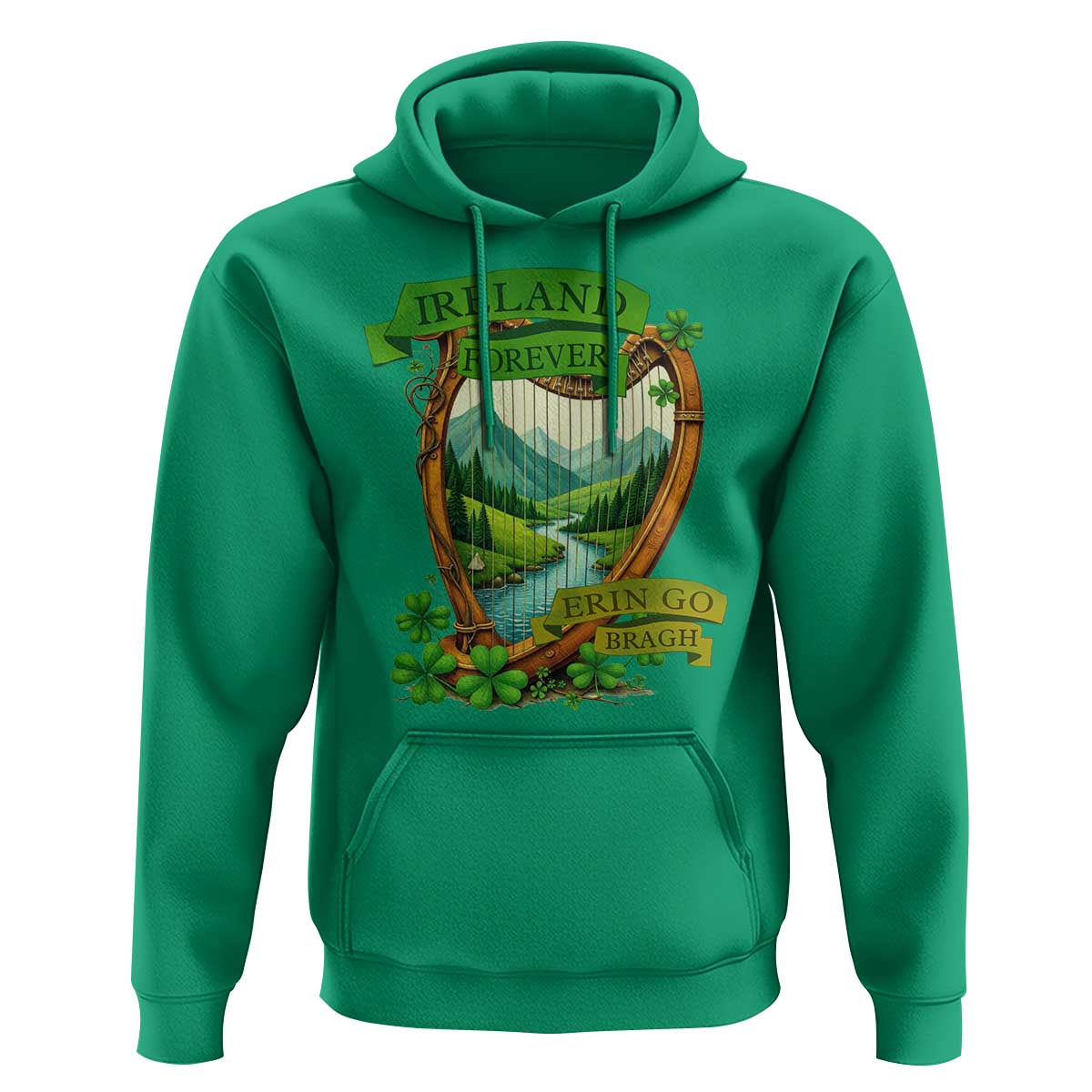 Irish Pride Hoodie Ireland Forever Erin Go Bragh Harp Shamrock