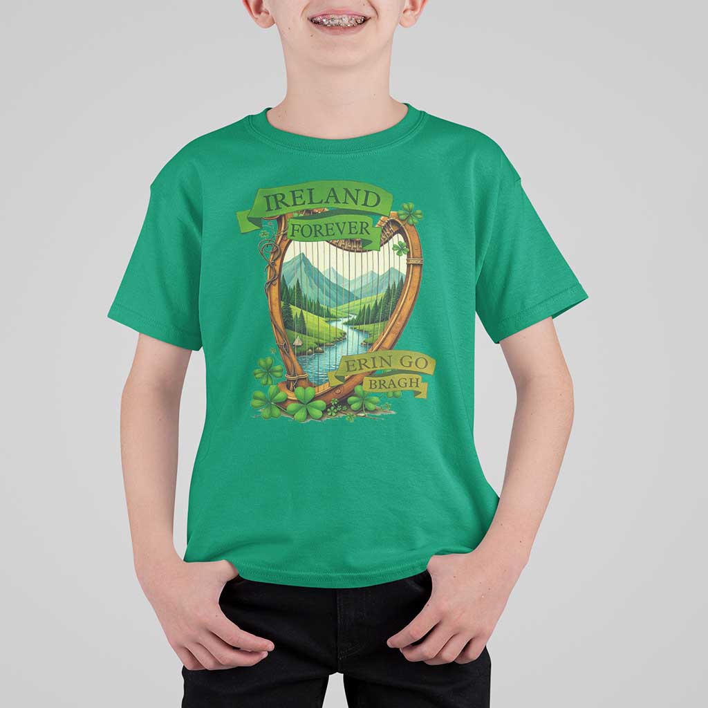 Irish Pride T Shirt For Kid Ireland Forever Erin Go Bragh Harp Shamrock