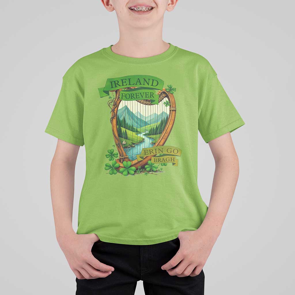 Irish Pride T Shirt For Kid Ireland Forever Erin Go Bragh Harp Shamrock
