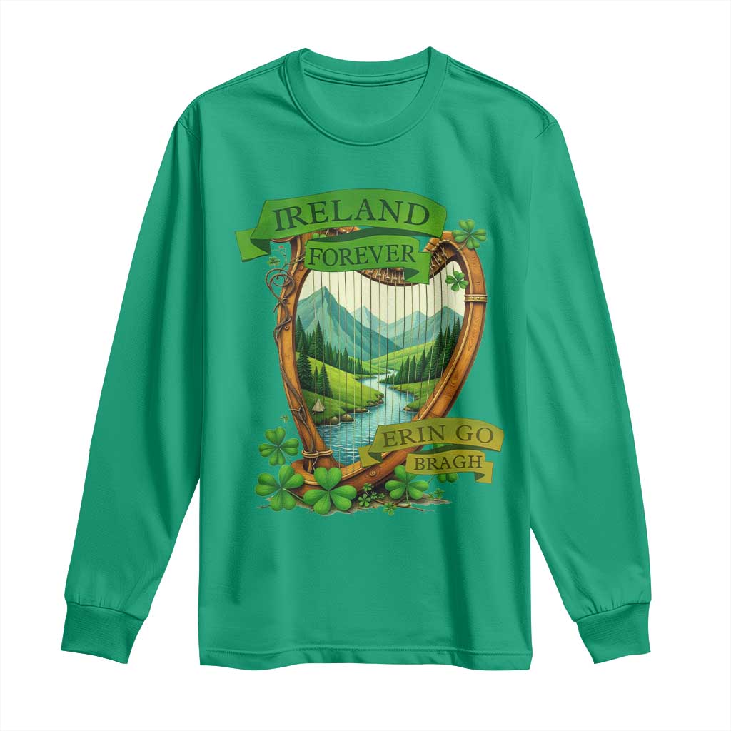 Irish Pride Long Sleeve Shirt Ireland Forever Erin Go Bragh Harp Shamrock