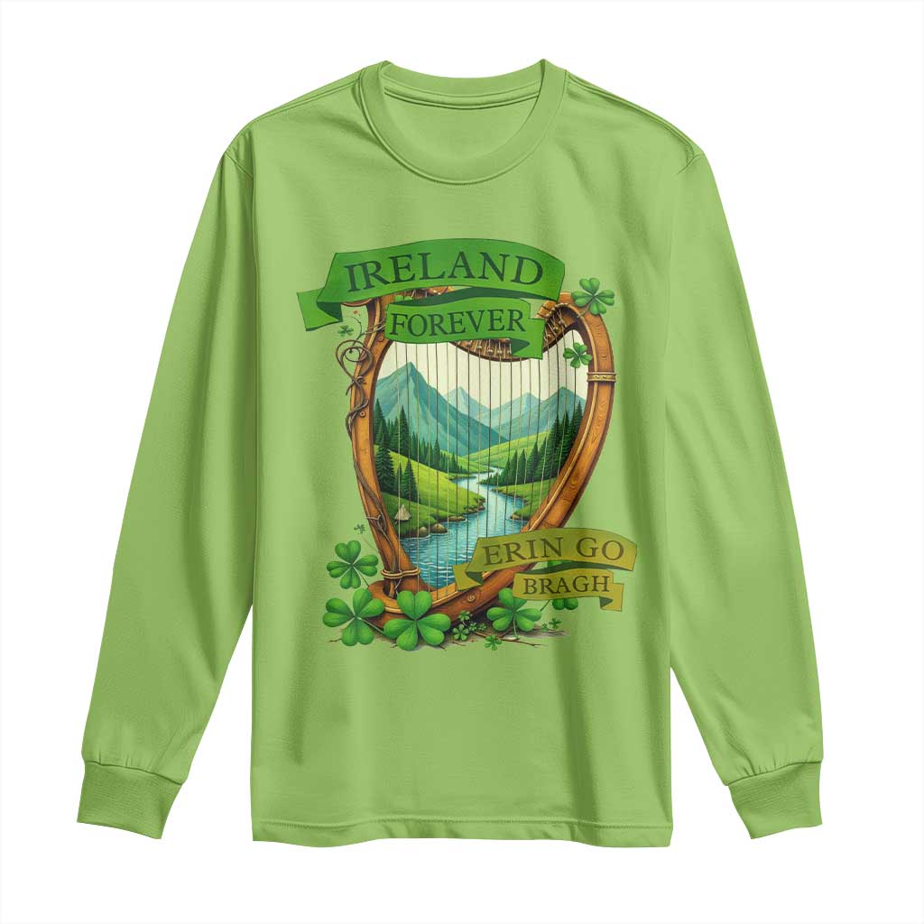 Irish Pride Long Sleeve Shirt Ireland Forever Erin Go Bragh Harp Shamrock