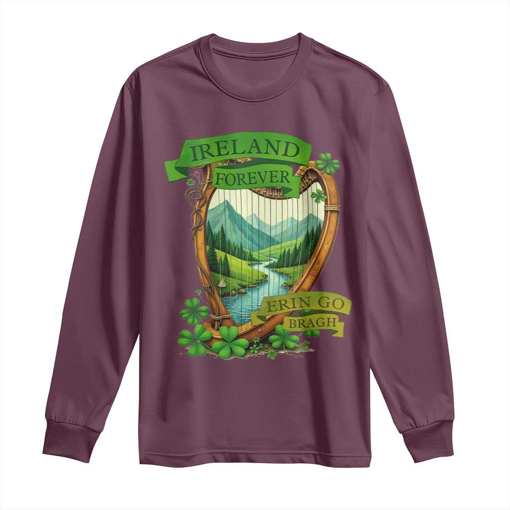 Irish Pride Long Sleeve Shirt Ireland Forever Erin Go Bragh Harp Shamrock