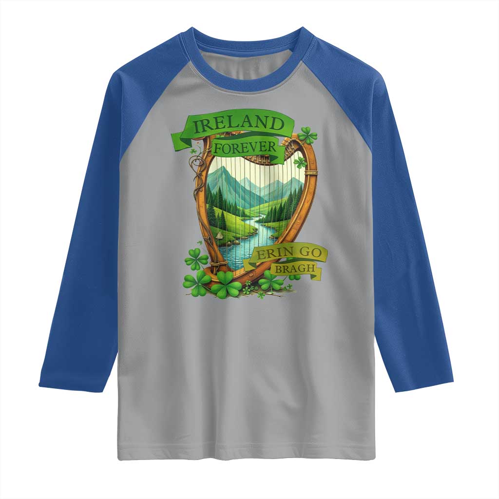 Irish Pride Raglan Shirt Ireland Forever Erin Go Bragh Harp Shamrock