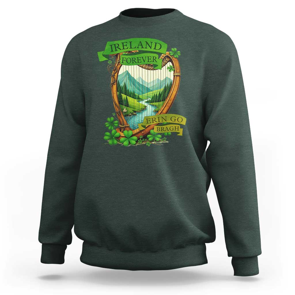 Irish Pride Sweatshirt Ireland Forever Erin Go Bragh Harp Shamrock