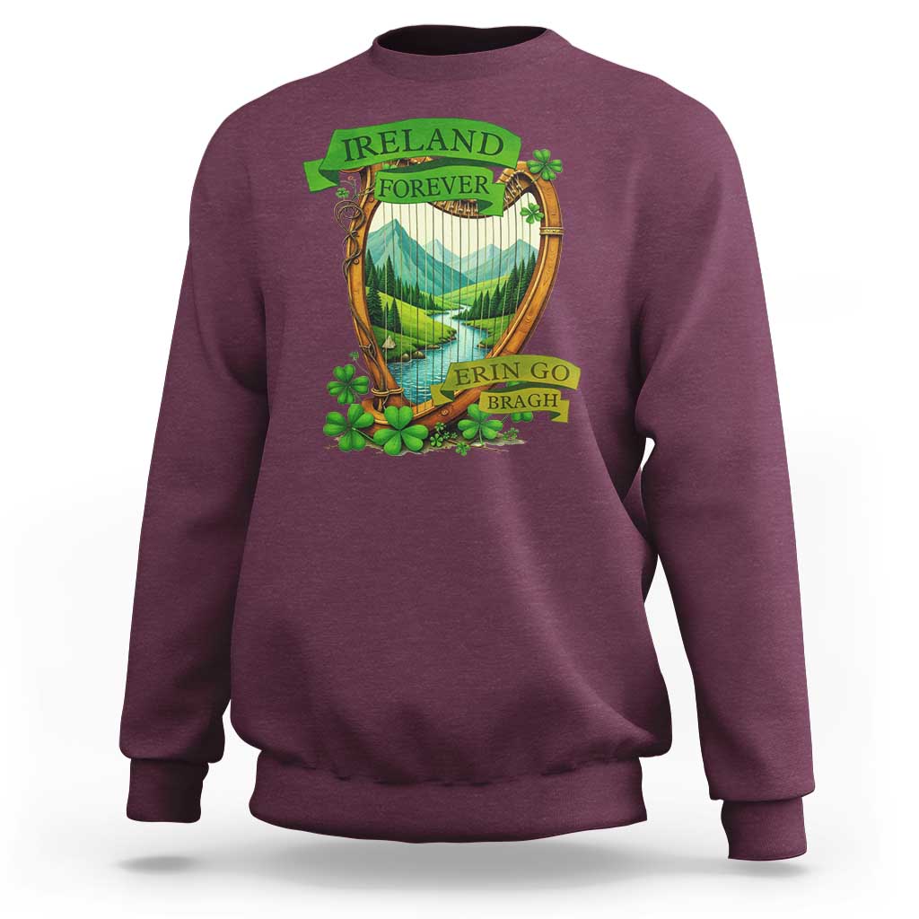 Irish Pride Sweatshirt Ireland Forever Erin Go Bragh Harp Shamrock