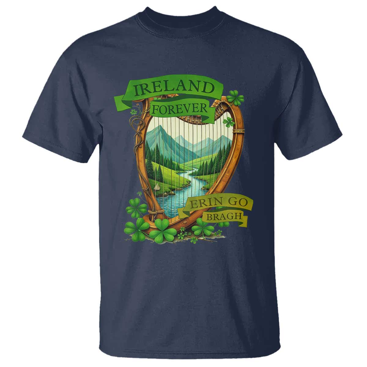 Irish Pride T Shirt Ireland Forever Erin Go Bragh Harp Shamrock