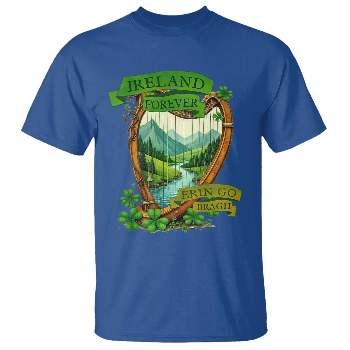 Irish Pride T Shirt Ireland Forever Erin Go Bragh Harp Shamrock