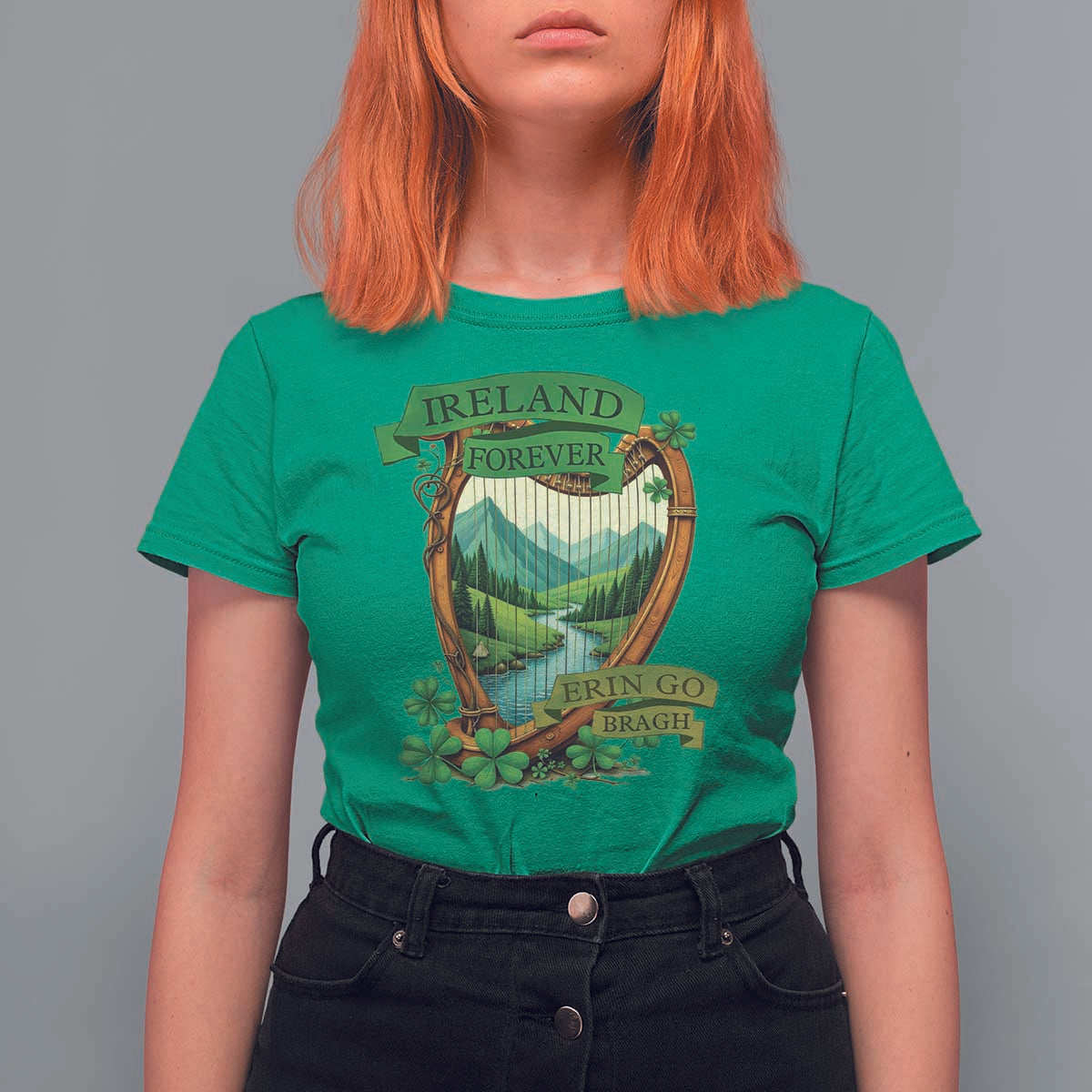 Irish Pride T Shirt For Women Ireland Forever Erin Go Bragh Harp Shamrock