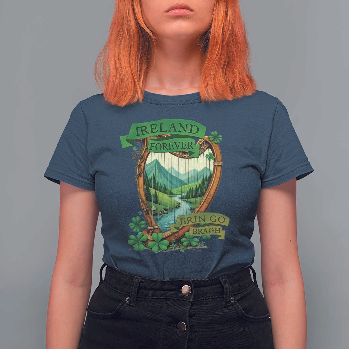 Irish Pride T Shirt For Women Ireland Forever Erin Go Bragh Harp Shamrock