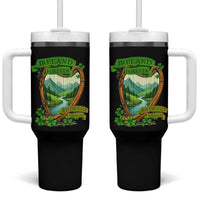 Irish Pride Tumbler With Handle Ireland Forever Erin Go Bragh Harp Shamrock