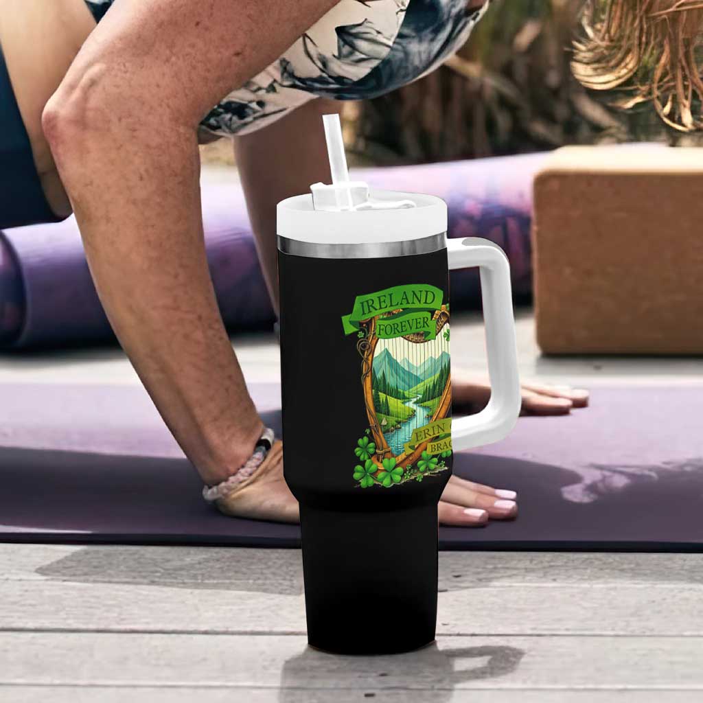 Irish Pride Tumbler With Handle Ireland Forever Erin Go Bragh Harp Shamrock