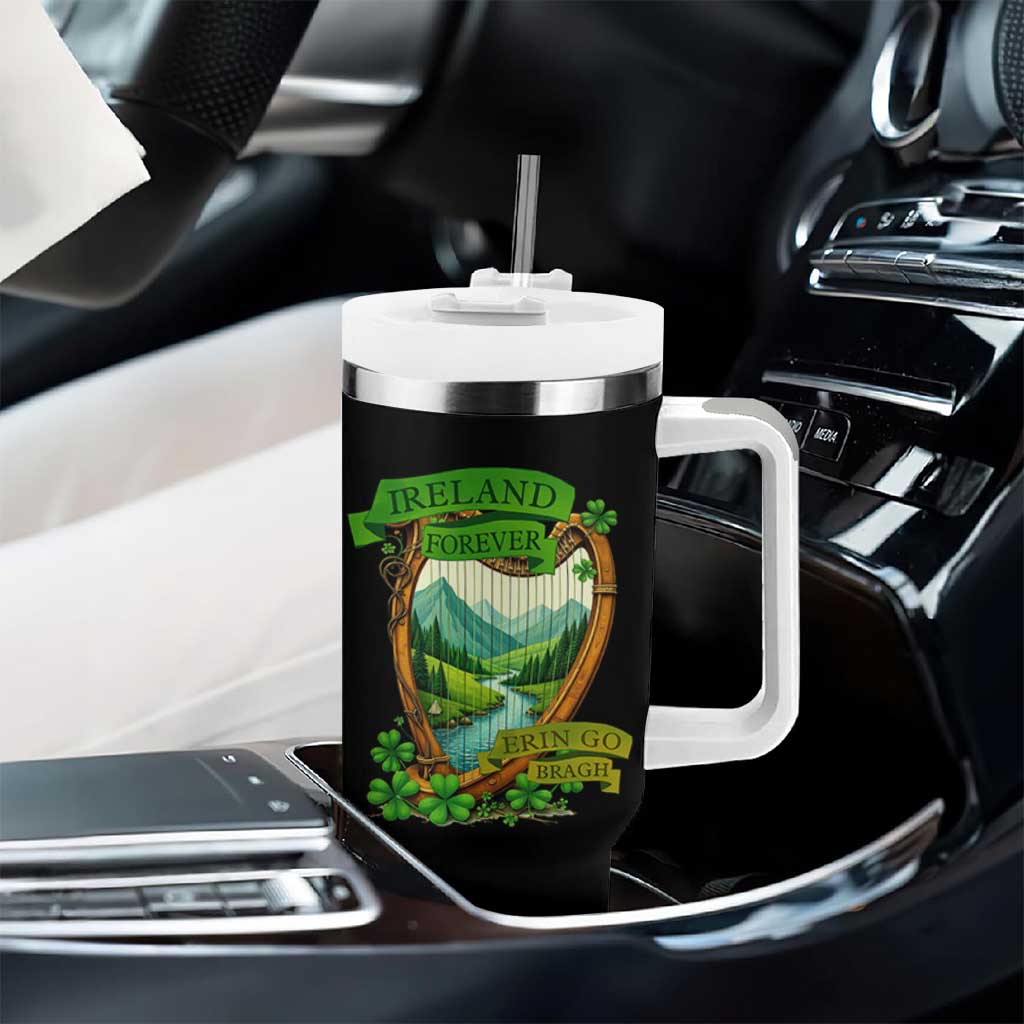Irish Pride Tumbler With Handle Ireland Forever Erin Go Bragh Harp Shamrock